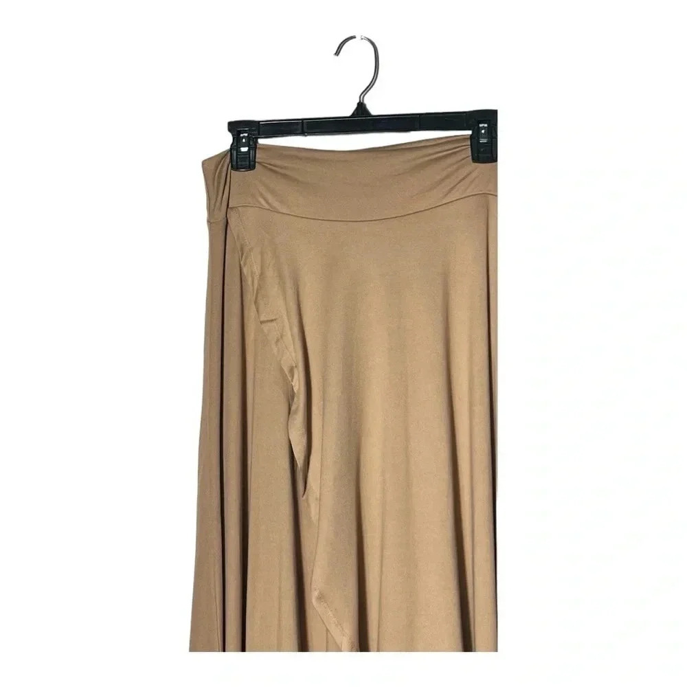 1907. NINEXIS FAUX WRAP MIDI LENGTH SKIRT SIZE X-LARGE COGNAC IN COLOR STRETCHY - Picture 4 of 11